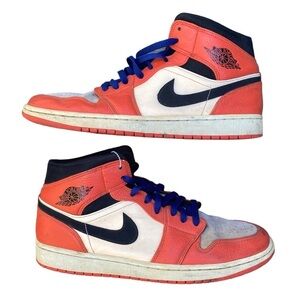 2018 Nike Air Jordan 1 Mid Team Orange Black Size 13